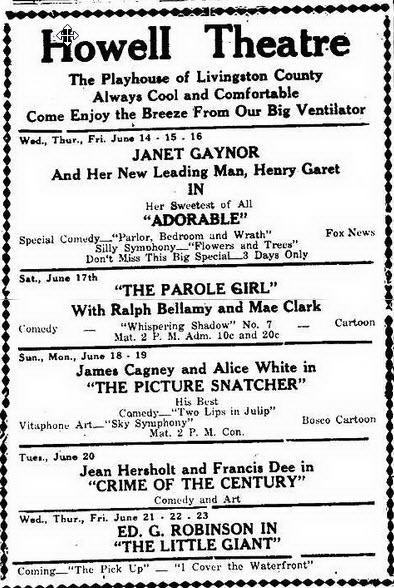 Howell Theatre - Jun 14 1933 (newer photo)